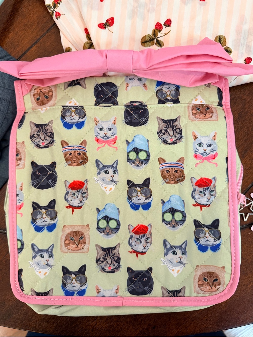 Urban outfitters  Pink-Trim Cat Pattern Travel Tote